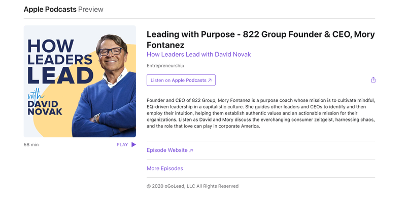 Podcast interview with 822 Group, Mory Fontanez, business consultant.