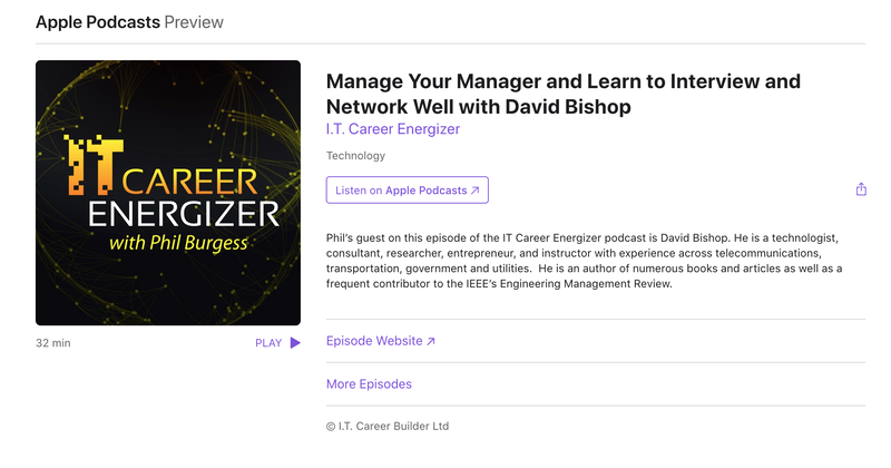 Career podcast interview.